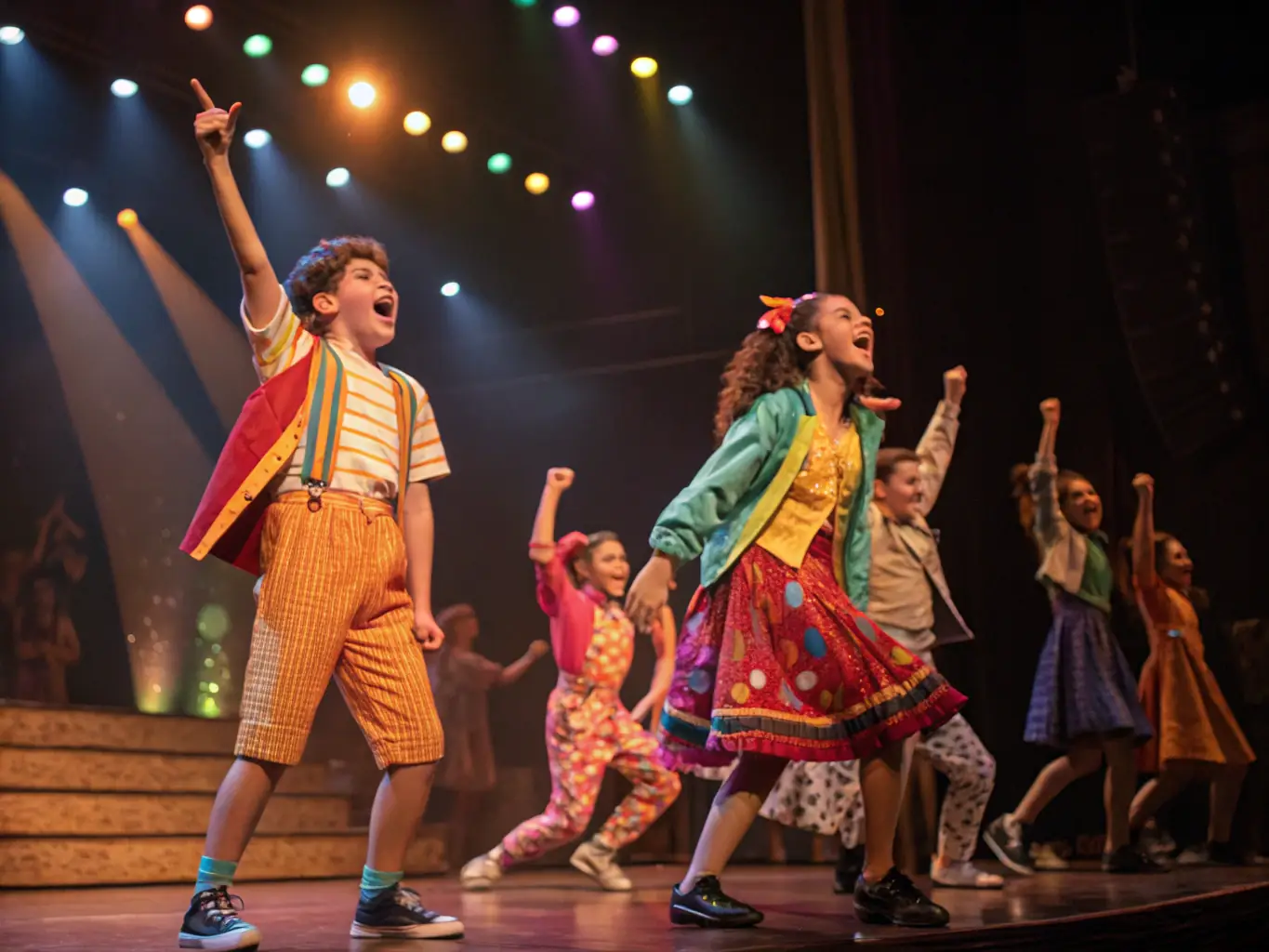 A dynamic image showcasing a diverse group of performers on stage during a live performance, capturing the energy and excitement of the event.